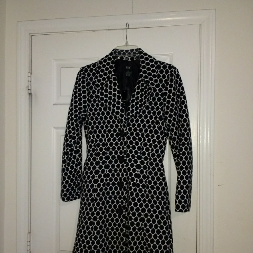 knit black and white polka dot fashion jacket